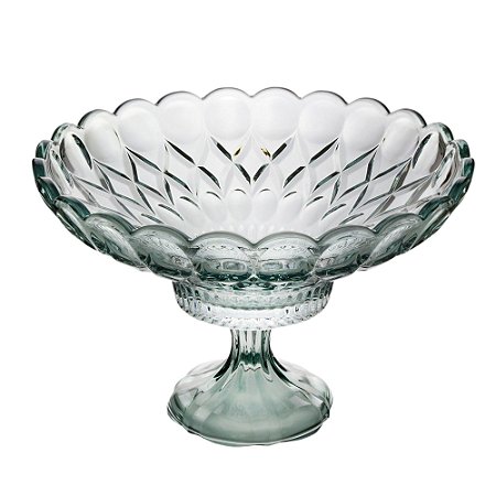 CENTRO DE MESA CRISTAL C/PÉ ANGEL VERDE 32x19cm