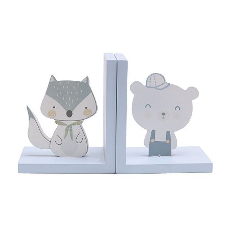 APARADOR LIVROS MADEIRA ANIMAIS AZUL 25x10x14cm
