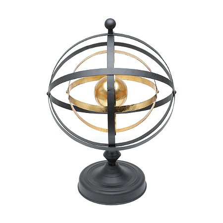 GLOBO METAL PRETO/DOURADO 36x35x51cm
