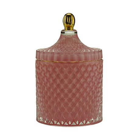 POTICHE DECORATIVO VIDRO ROSA 11x17cm