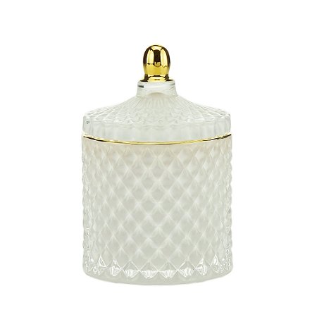 POTICHE DECORATIVO VIDRO BRANCO 9x13cm