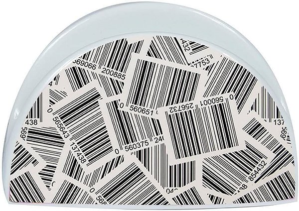 PORTA GUARDANAPOS PORCELANA BARCODE PRETO E BRANCO