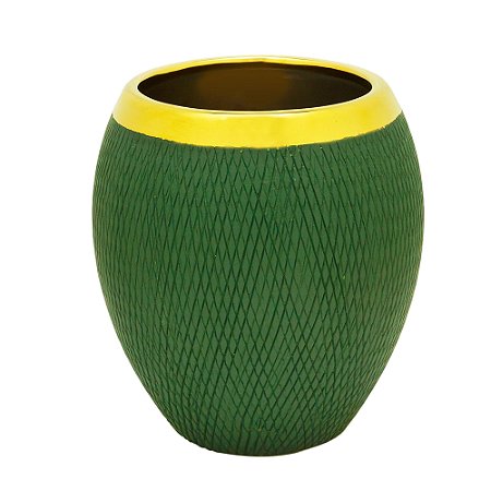 VASO DECORATIVO CERÂMICA VERDE ESCURO 11x12cm