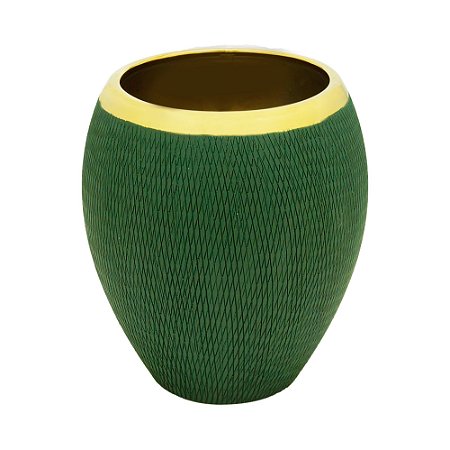 VASO DECORATIVO CERÂMICA VERDE ESCURO 19x21cm