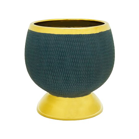 VASO DECORATIVO CERÂMICA AZUL 15x15cm