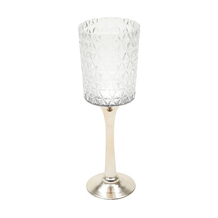 VASO VIDRO BASE DOURADA 13x12x40cm