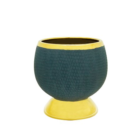 VASO DECORATIVO CERÂMICA AZUL 18x18cm