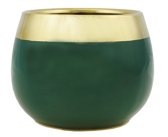CJ 2 VASOS DECORATIVOS CERÂMICA VERDE 10x7cm