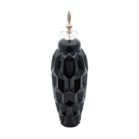 POTICHE DECORATIVO PORCELANA PRETO 15x50cm