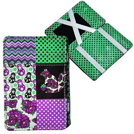 CARTEIRA PU MAGIC WALLET PATCHWORK WITH DOTS COLORIDO 7,3 X