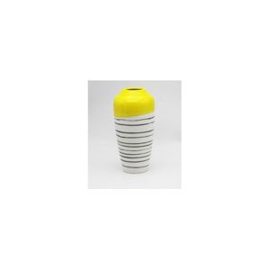 VASO DECORATIVO CERÂMICA BRANCO/AMARELO 18x16x33cm