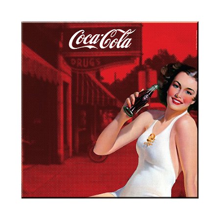 PLACA MAGNETICA COCA COLA METAL PIN UP BRUNETTE LADY