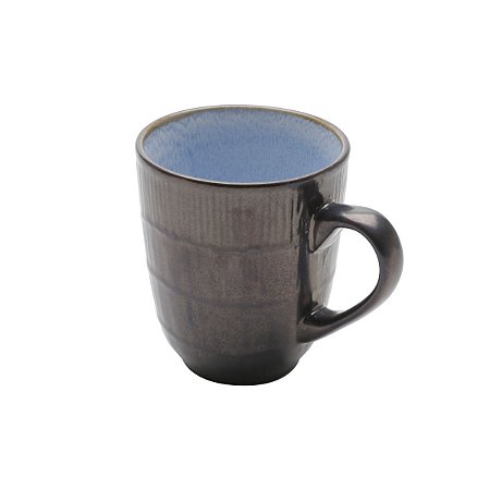 CANECA CERÂMICA RUSTIC MARROM/AZUL 9x8cm 240ml