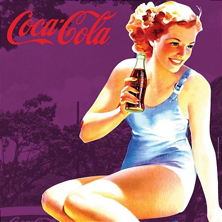 PLACA MAGNETICA COCA COLA METAL PIN UP BROWN LADY ROXO
