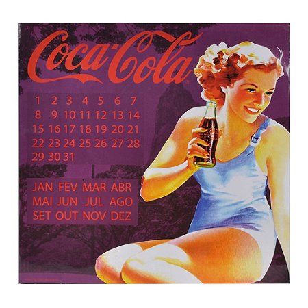 CALENDARIO COCA COLA MDF MAGNETICO PIN UP BROWN LADY ROXO