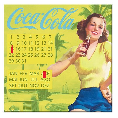 CALENDARIO COCA COLA MDF MAGNETICO PIN UP BROWN LADY