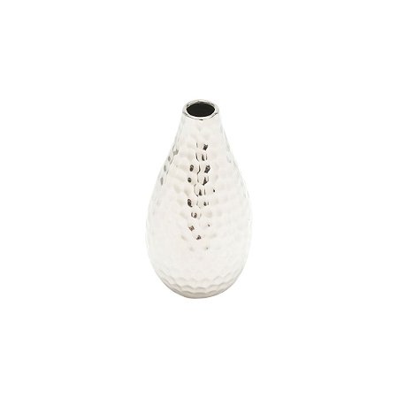 VASO DECORATIVO CERÂMICA PRATEADO 8x14cm