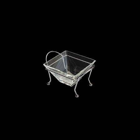 PETISQUEIRA DE VIDRO C/SUPORTE DE AÇO TORCELLO BLACK 14X12cm