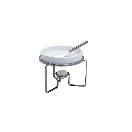 RECHAUD DE PORCELANA P/QUEIJO C/FACA E SUPORTE DE AÇO BLACK 14X12cm