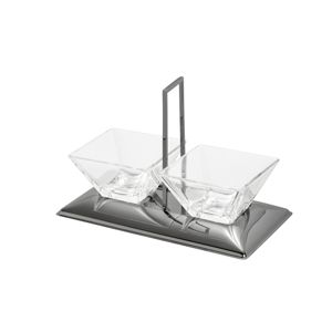 PETISQUEIRA DUPLA DE VIDRO E AÇO INOX TORCELLO BLACK 25X14X17,5cm