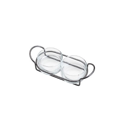 PETISQUEIRA DUPLA DE VIDRO C/SUPORTE ITALY BLACK 24X10X8CM