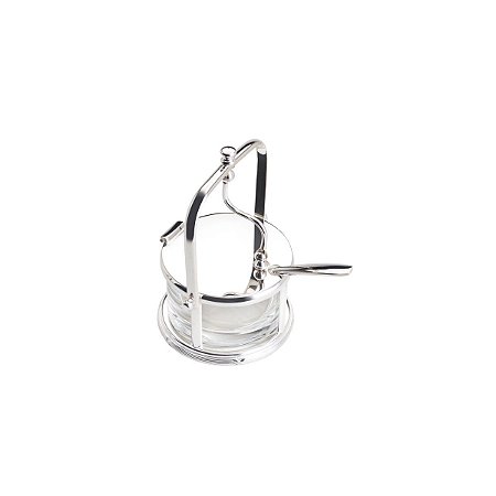 QUEIJEIRA CROISE PRATA C/VIDRO, COLHER E TAMPA ARTICULÁVEL 9X16cm