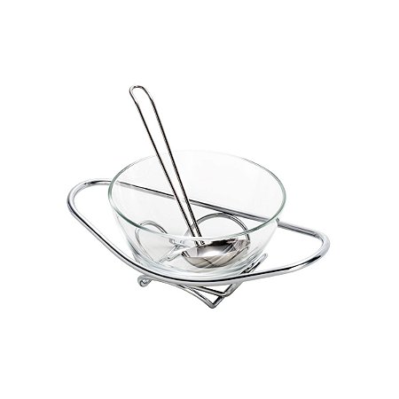 MOLHEIRA DE VIDRO C/SUPORTE E CONCHA DE PRATA CADORO 650ML