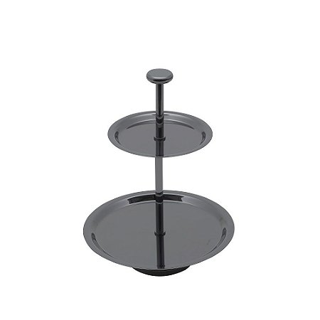 PRATO DUPLO DE PRATA P/DOCES ELEGANCE BLACK 16,5x23cm