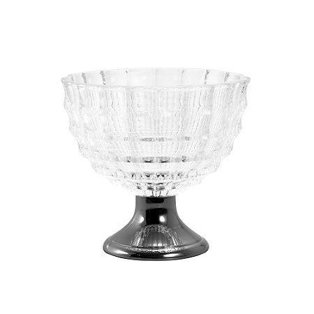 CENTRO DE MESA DE VIDRO C/PÉ DE AÇO MAURICIUS BLACK 22X21cm