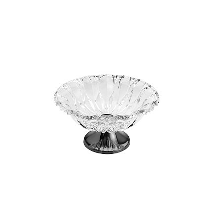 CENTRO DE MESA DE VIDRO C/PÉ DE AÇO LOUISE BLACK 34,5X20cm