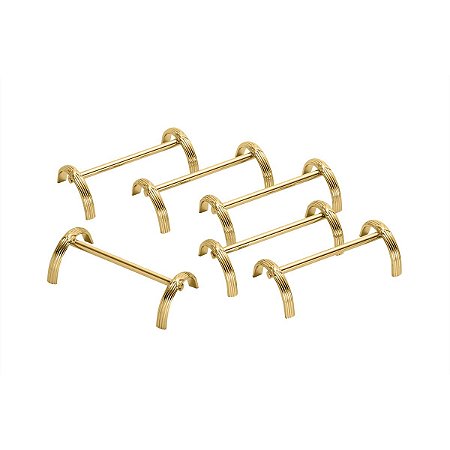 CJ 6 PC DESCANSOS DE LATÃO P/TALHERES CROISÉ DOURADO 8,5X4X2cm