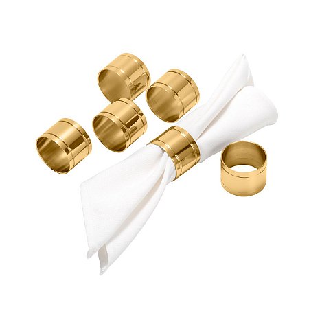 CJ 6 PC ANÉIS DE AÇO P/GUARDANAPOS ELEGANCE DOURADO 4X4cm