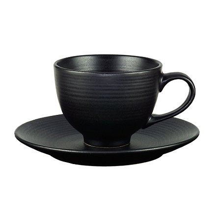 CJ 4 XÍCARAS PORCELANA P/CHÁ C/PIRES PRETO 195ml