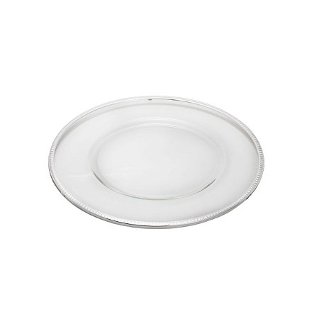 SOUSPLAT DE VIDRO C/CORDÃO PARIS PRATA 35CM