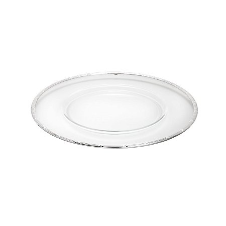 SOUSPLAT DE VIDRO C/CORDÃO CROISE PRATA 35CM