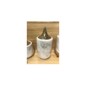 VASO DECORATIVO PORCELANA MARBLE BRANCO/DOURADO 11x22cm