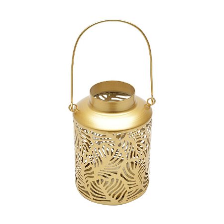 LANTERNA DECORATIVA METAL DOURADO 15x22cm