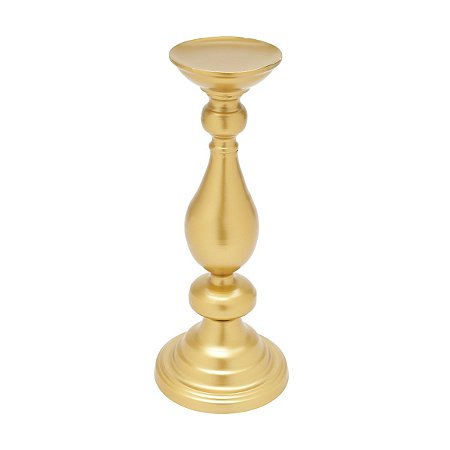CASTIÇAL METAL DOURADO 15x37cm