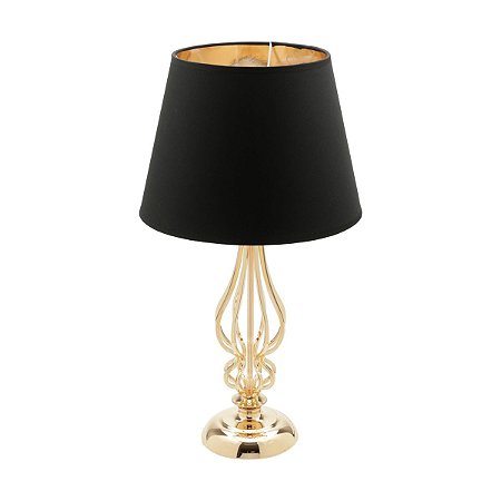 ABAJUR METAL BIVOLT PRETO/DOURADO 14x39cm