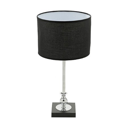 ABAJUR METAL BIVOLT PRETO/PRATA 12x38cm