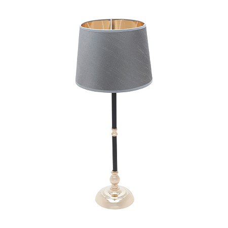 ABAJUR METAL BIVOLT CINZA/DOURADO 14x49cm