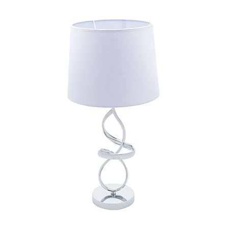 ABAJUR METAL BIVOLT BRANCO/PRATA 14x45cm
