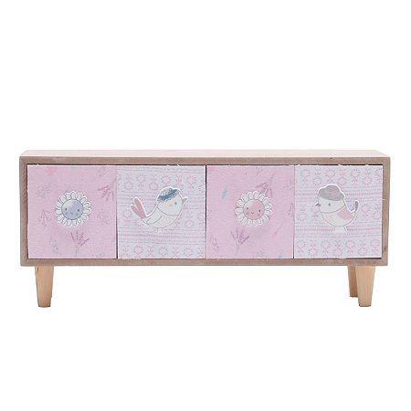 PORTA OBJETO MADEIRA ROSA 30x13x8cm