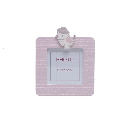 PORTA-RETRATO MADEIRA PASSARO ROSA 7x9cm