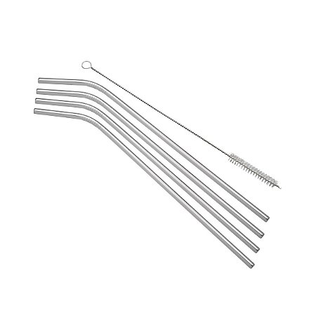 CJ 4 CANUDOS DE AÇO INOX C/1 ESCOVA P/ LAVAR 26,5cm