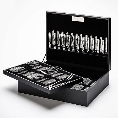 FAQUEIRO 130PC AÇO INOX CHRIS C/ESTOJO DE MADEIRA
