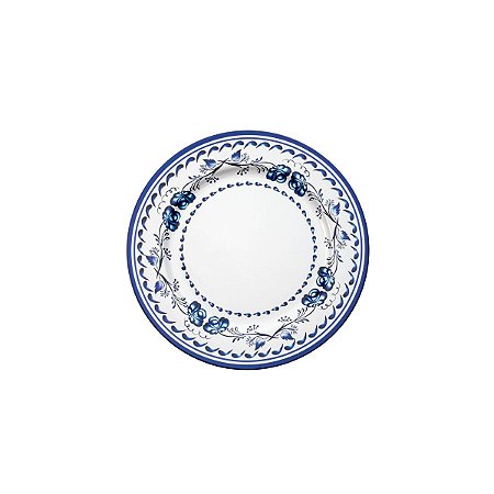CJ 6 SOUSPLAT DE PLÁSTICO BLUE FLOWER BRANCO/AZUL 33cm