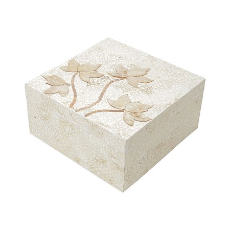 CAIXA DE MADEIRA LIZ BEGE 25X25X12,5cm