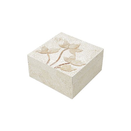 CAIXA DE MADEIRA LIZ BEGE 20X20X10cm