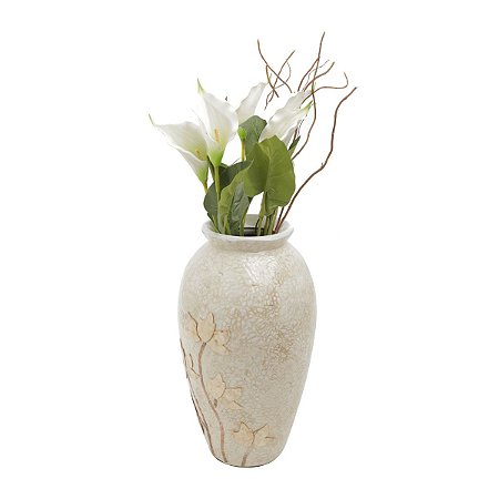 VASO DE CERÂMICA LIZ BEGE 25X25X42cm